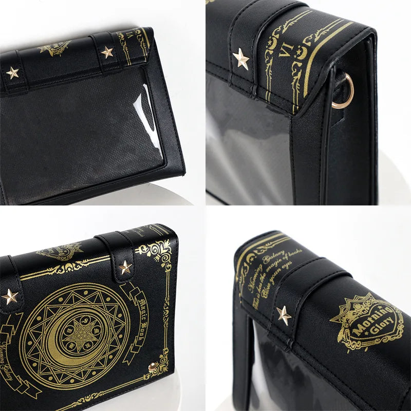 Y2K Korean Gothic Square Black Shoulder Bag | Harajuku Vintage Aesthetic Purses & Luxury Designer Handbags (Messenger Tote Bags for Women) Luxegan