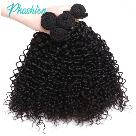 Phashion Kinky Curly Human Hair Bundles 1/3 Pcs/Lot 30 32 Inch 100% Remy Hair Extensions For Black Women Brazilian Weave On Sale