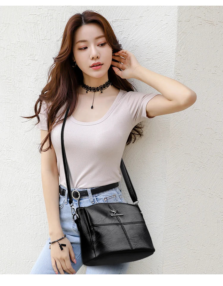 Embroidered Microfiber Leather Tote | Sequined Flap Crossbody Bag Luxegan