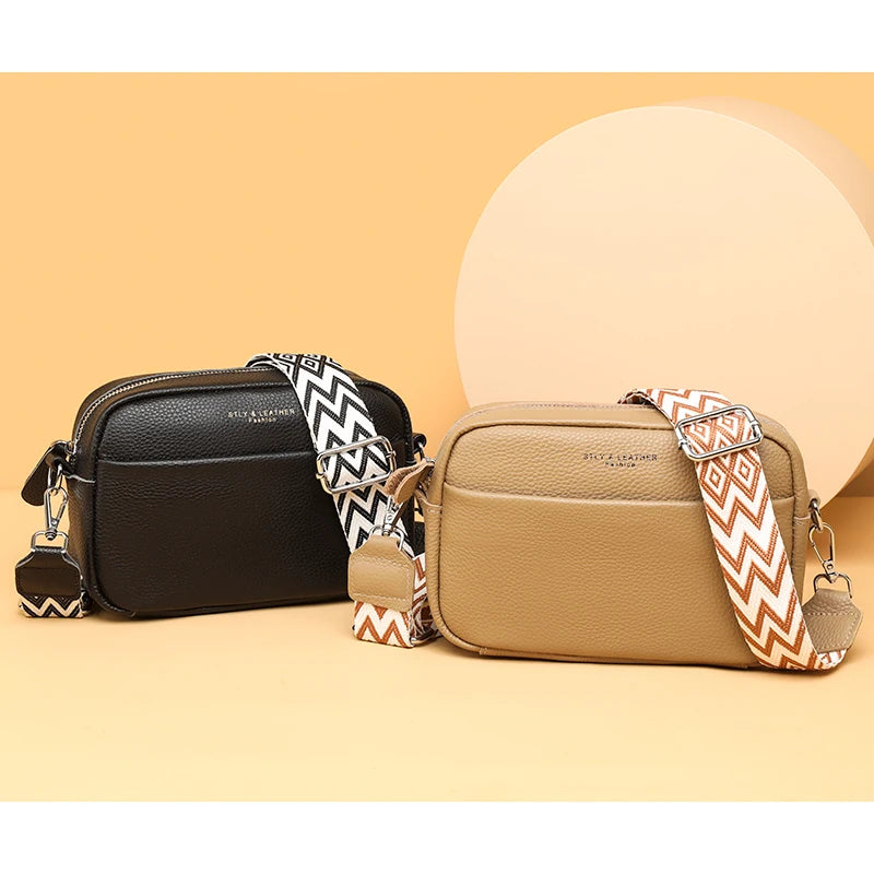 High Quality Genuine Leather Women's Crossbody & Shoulder Bag | Luxury Solid Color Cow Leather Handbag (Female Messenger Tote Sac) Luxegan