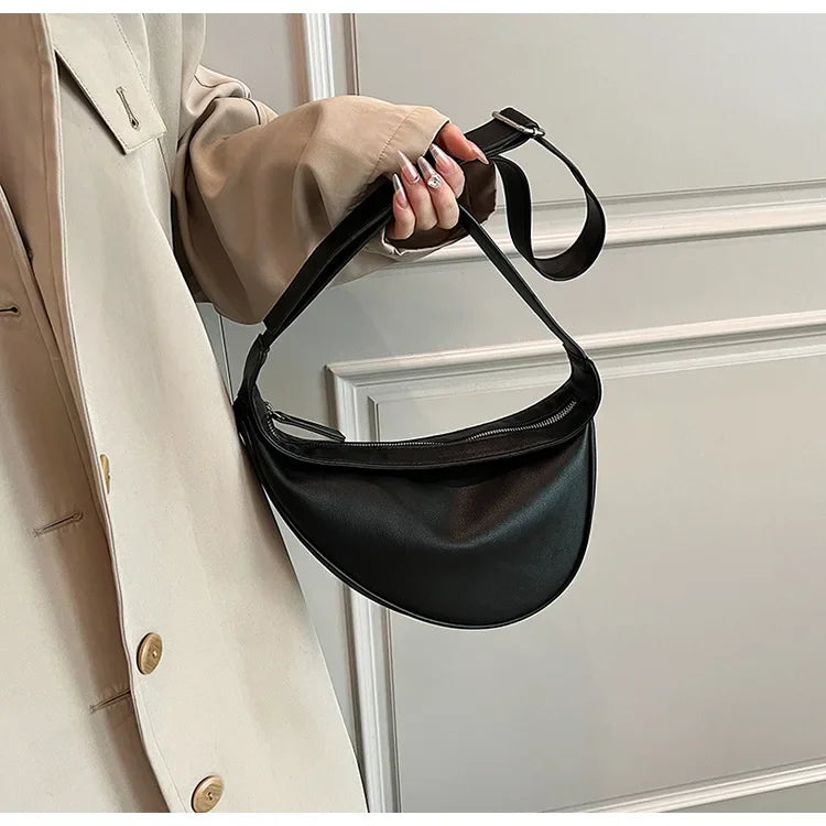 Stitched Saddle Shoulder Bag | High Capacity PU Leather Handbag Luxegan