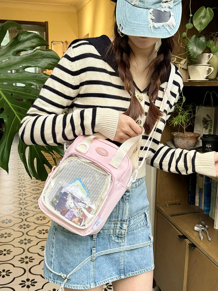 Casual Girl Ulzzang Ita Bag | Small Versatile Crossbody & Transparent Bar Chi Cute Shoulder Mobile Bag Luxegan