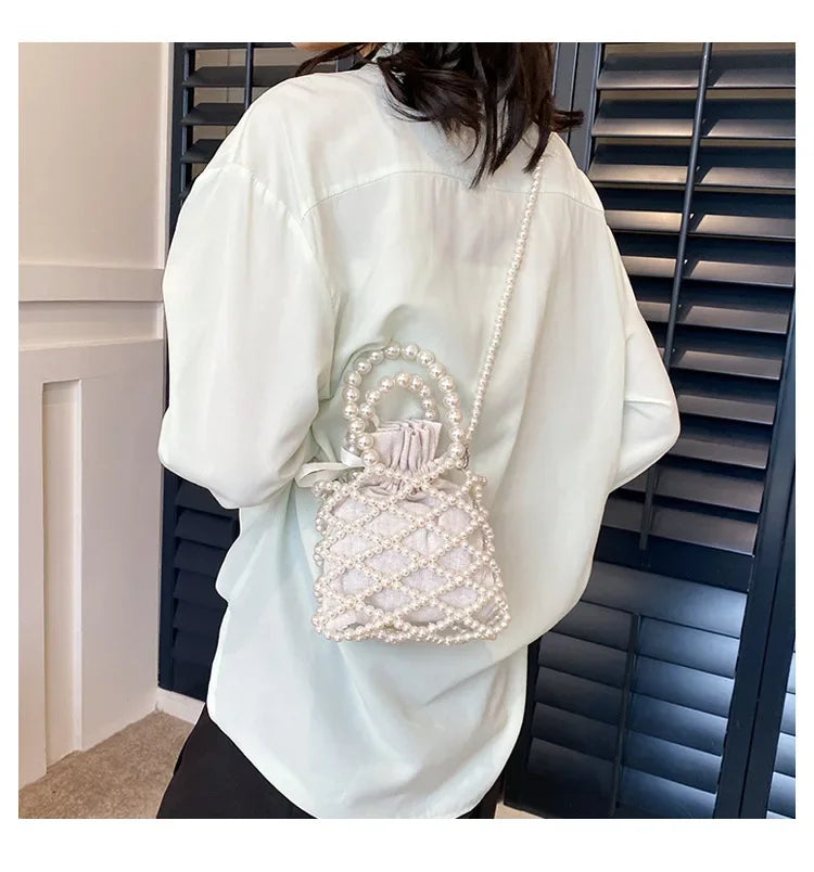 Women's Pearl Bag | Small Mini Tote Bag & Woven Crossbody Luxegan