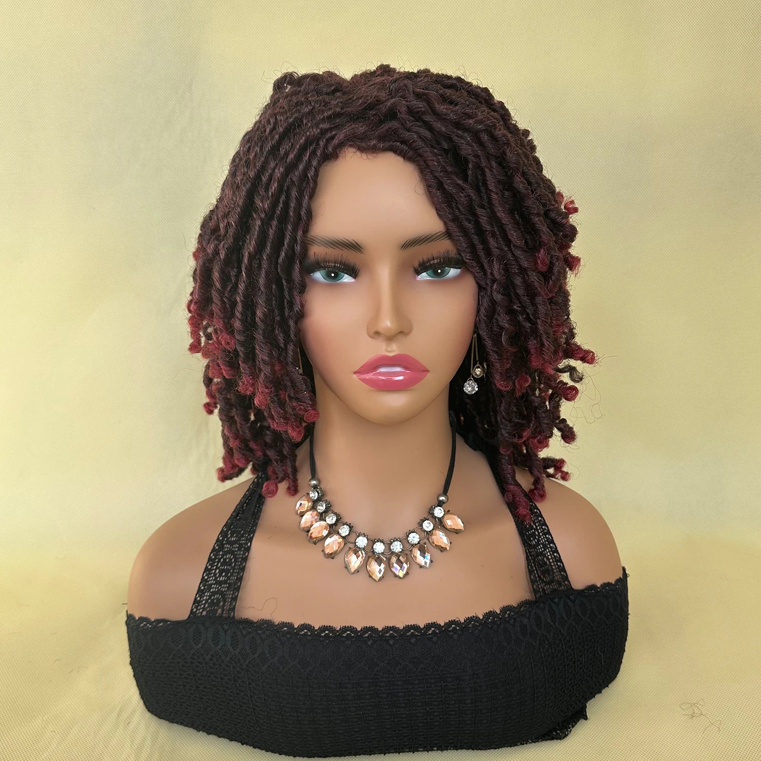 Afro Bob Faux Locs Wig | Crochet Twist Braids | Short Dreadlocks Wig | Synthetic Braided Wig