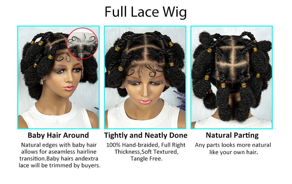 KIMA HD Full Lace Bantu Knot Braids Wig | Knotless Box Braids 
Luxegan