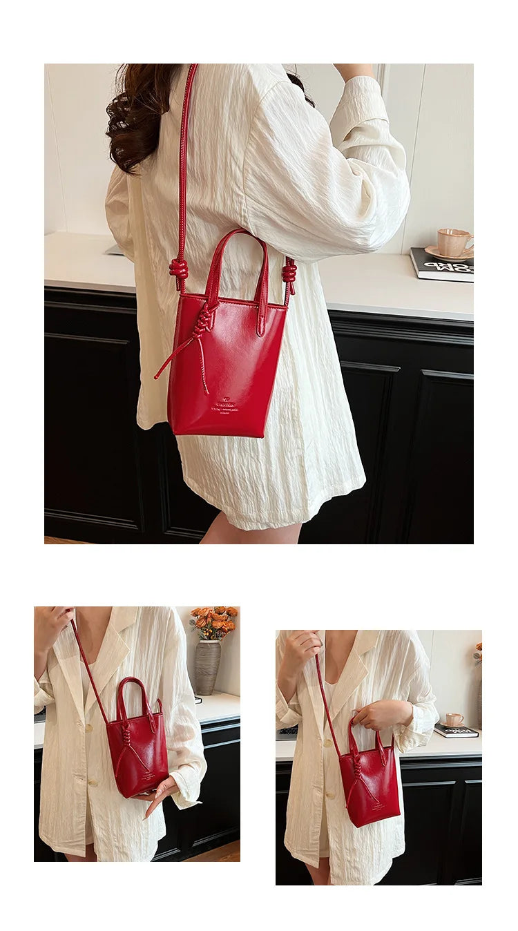 Leather Mini Crossbody Bag for Women | New Korean Fashion Luxury Shoulder Bag & Simple Retro Handbag Luxegan