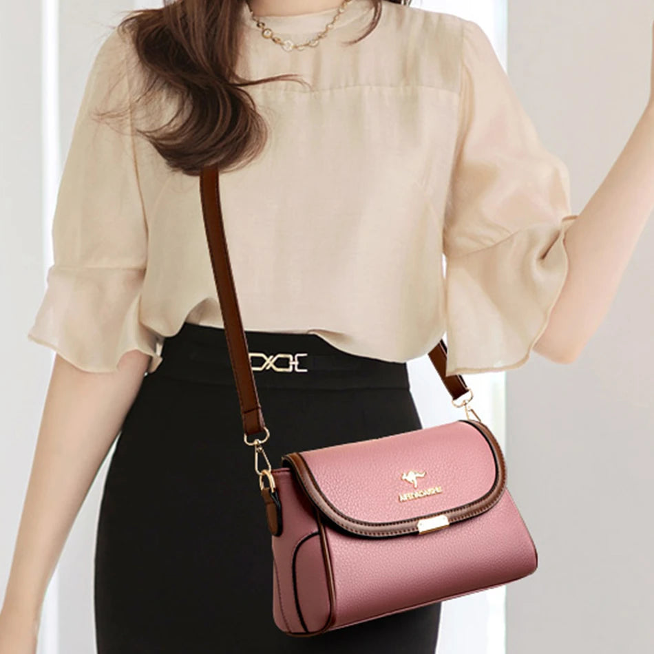 Solid Color High-Quality Leather Small Shoulder Bags | New Messenger Bags with Strap & Designer Crossbody Bag (Sac à Main) Luxegan