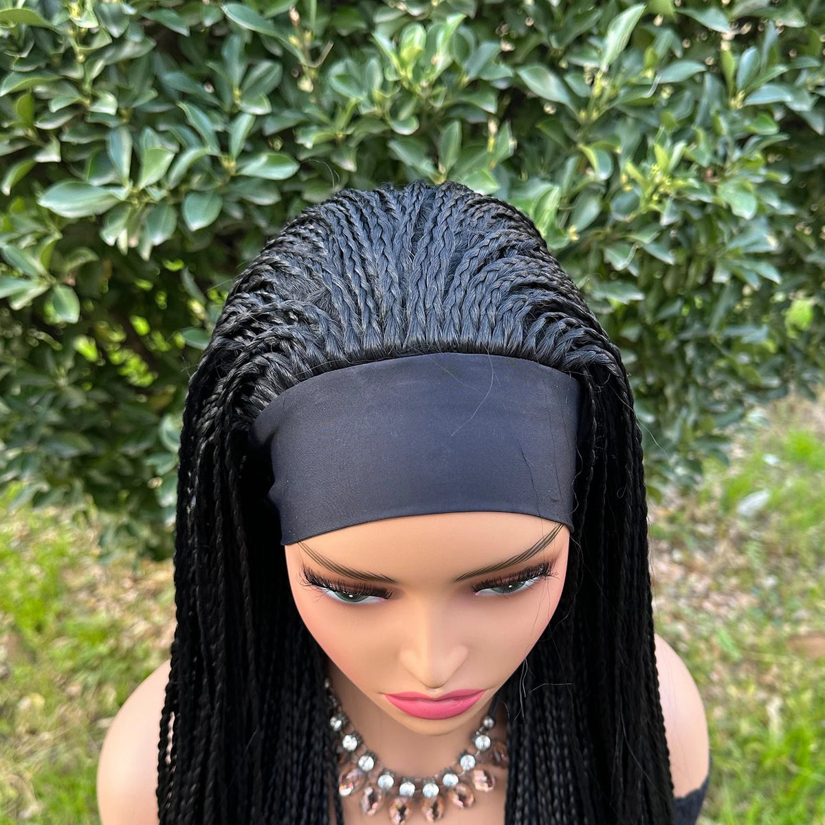 Ombre Brown Long Headband Box Braids Wig Braided African Dreadlock Wig Synthetic Braiding Beauty Hair Wigs For Women/Men Luxegan
