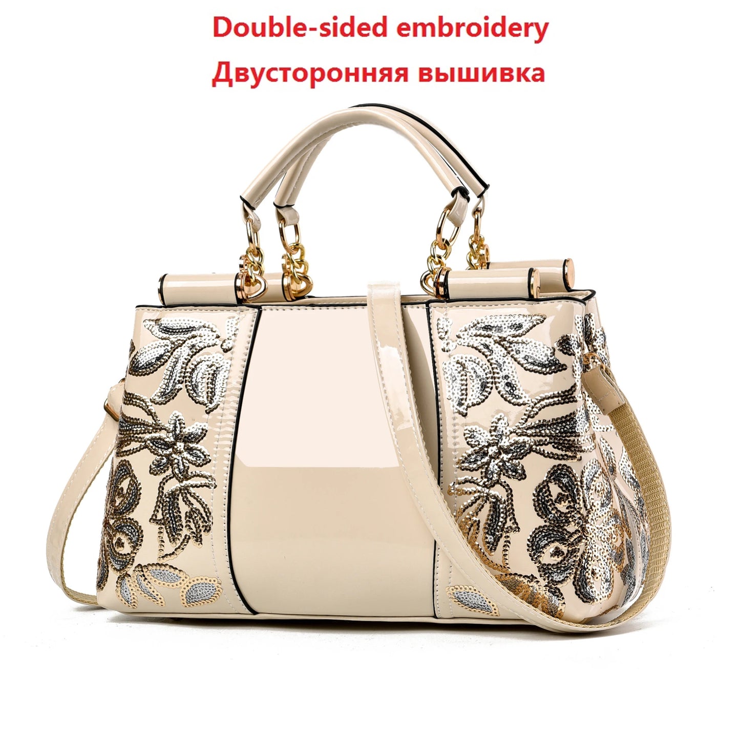 New Patent Leather Shiny Women’s Bag | Luxury Designer Atmospheric Handbag | High-Gloss Fashion Shoulder & Messenger Bag | Sophisticated Large Capacity Saffiano Satchel (Model 19NBY-124) Luxegan