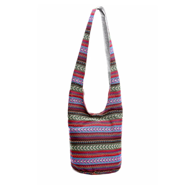 Boho Ethnic Bucket Bag | Casual Striped Crossbody Shoulder Bag Luxegan