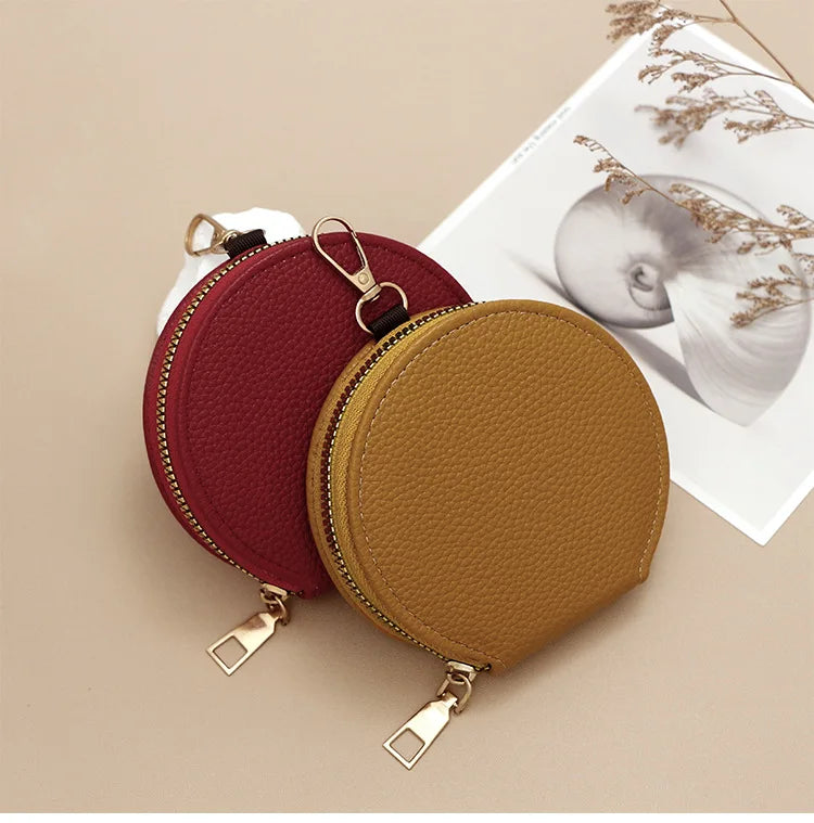 Fashion Candy Color Circular Zipper Coin Purse | Small PU Wallet, Headphone & Key Bag, Student Card Holder (Unisex) Luxegan