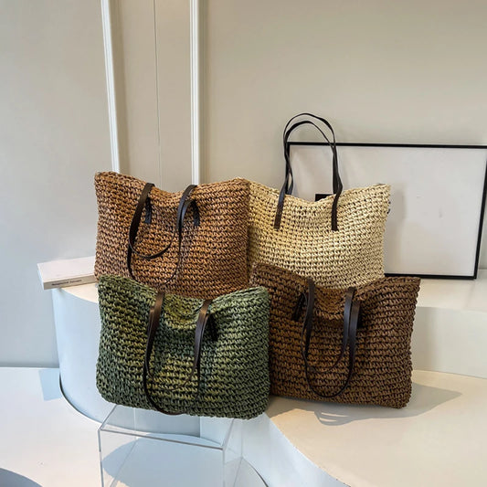 Bohemian Straw Woven Tote | Casual Large Capacity Beach Bag Luxegan