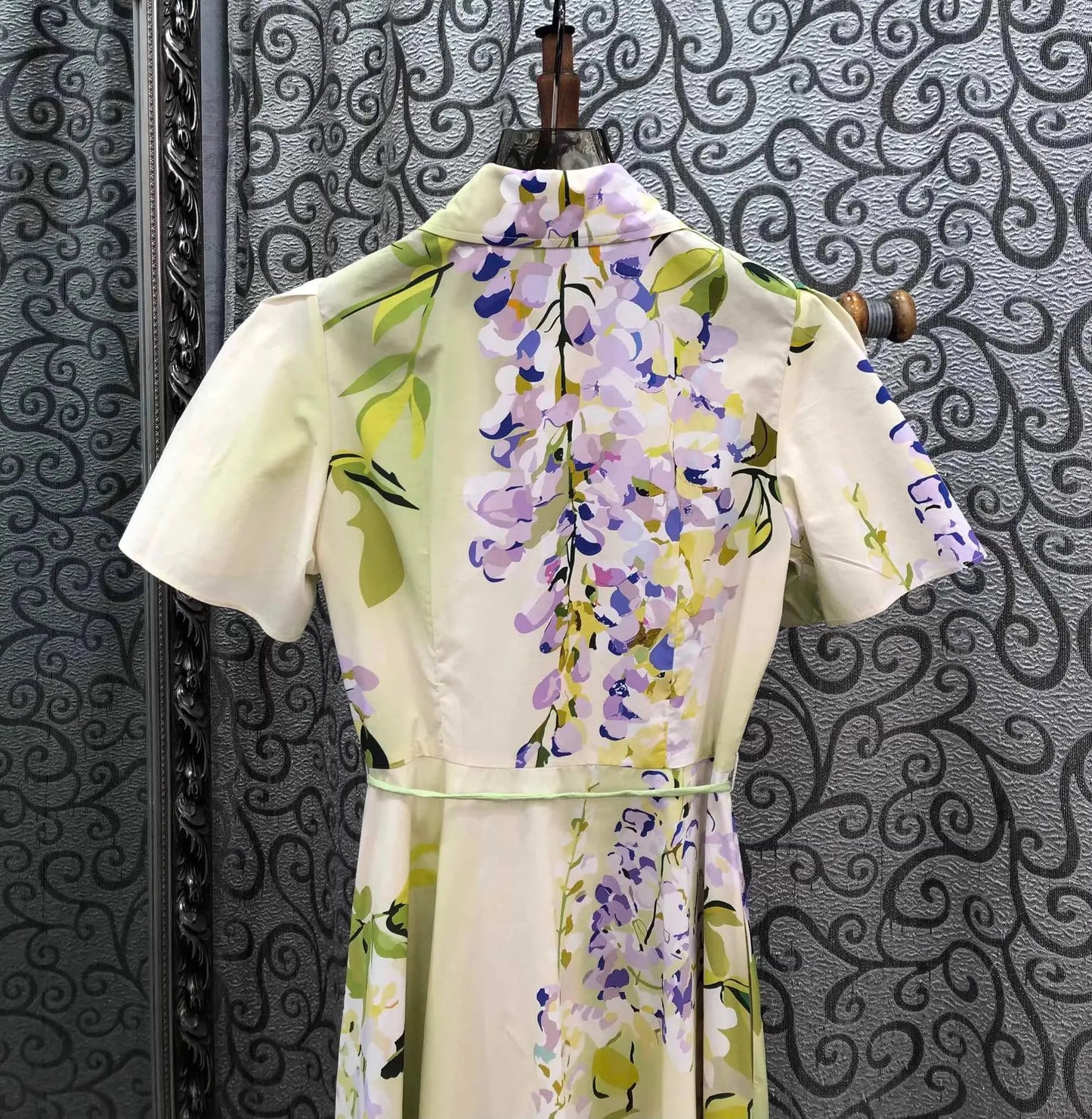 Premium 100% Cotton Long Dress for Women | Sweet Floral Print Luxury Maxi Dress | Elegant Single-Breasted Turn-Down Collar Dress | Regular Fit Short Sleeve Ankle-Length High Street A-Line Gown Luxegan