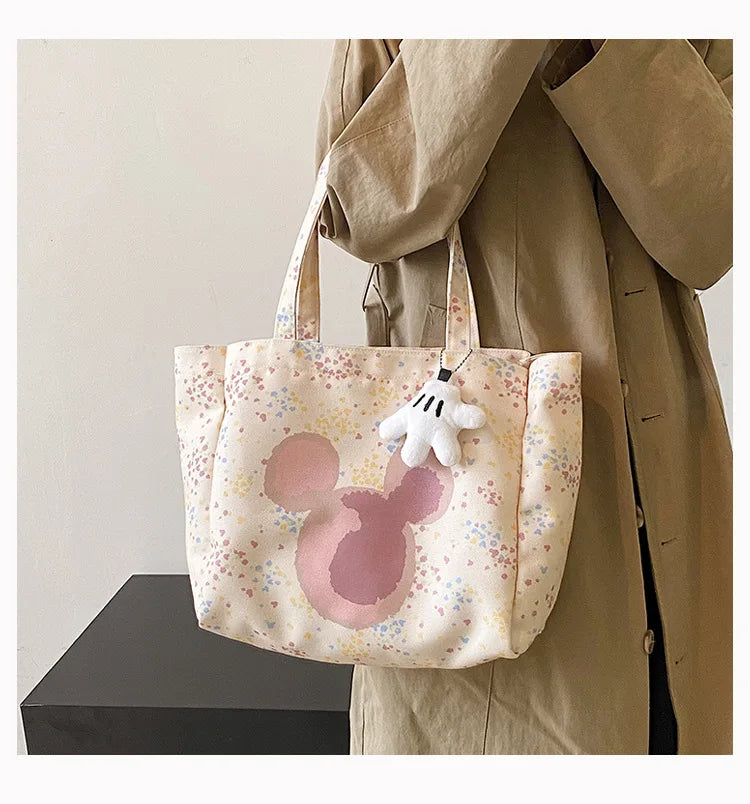 Disney New Women's Canvas Handbag | Large Capacity Shoulder Bag Cute Armpit Mommy Niche Shopping Bag Luxegan