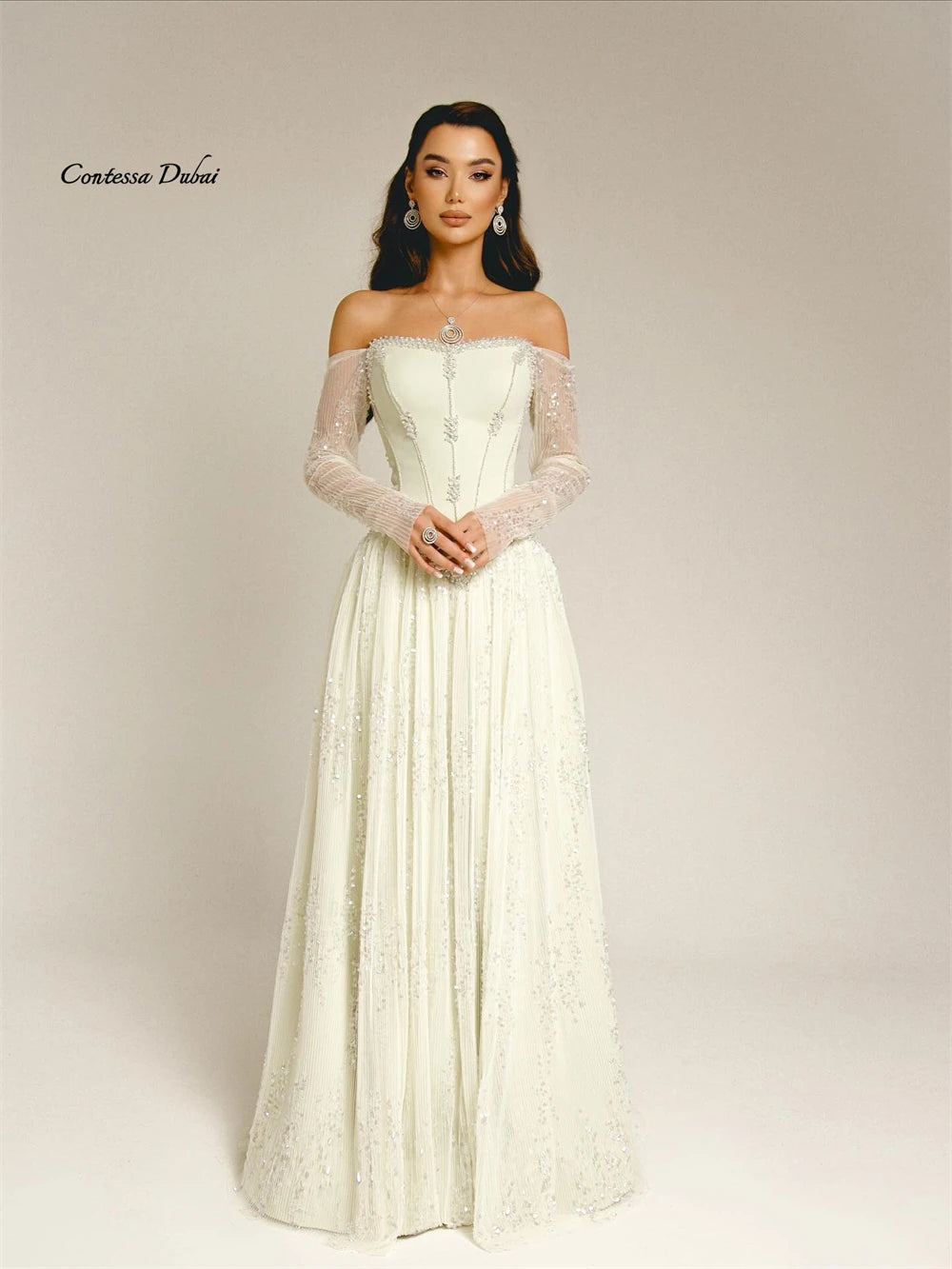 Contessa Custom Off Shoulder Corset Prom Dress Beading Chic Robes De Soirée Romantic Gala Floor Length Formal Evening Gowns 2026