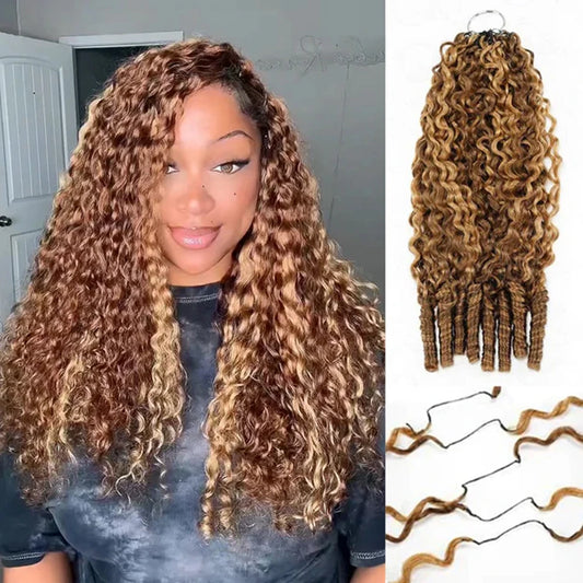 Highlight Burmese Curly Crochet Human Hair Extensions – Knotless Pre-Looped 100% Raw Human Hair (10–24 Inch)