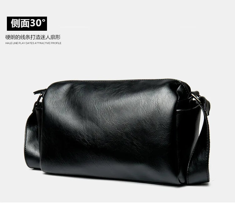 Soft Leather Men's Crossbody Bag | Shoulder Messenger Bag & Casual Simple Design Solid Sling Shoulder Bag Pack Luxegan