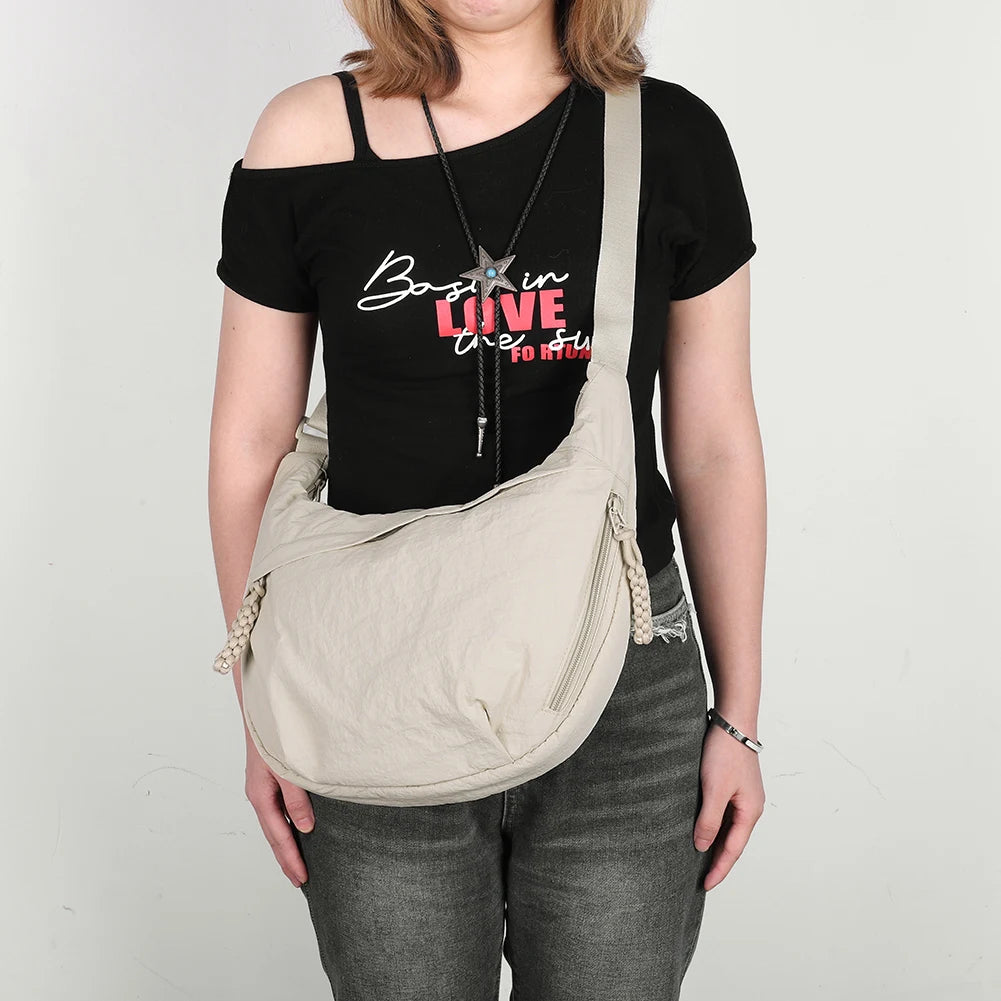 Versatile Nylon Crossbody Bag | Fashionable Zippered Tote Handbag | Adjustable Strap Hobo Shoulder Bag | Lightweight Casual Sling Bag for Outdoor Travel & Daily Use Luxegan