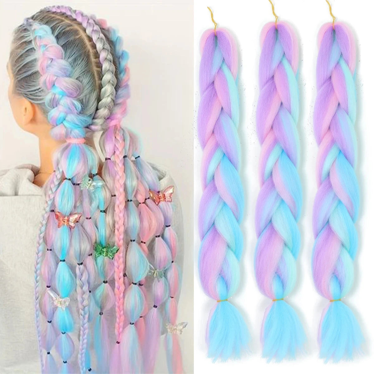24 Inch Synthetic Yaki Kanekalon Braiding Hair – Kinky Straight | Ombre Piano Colors | Jumbo Braid - view 9