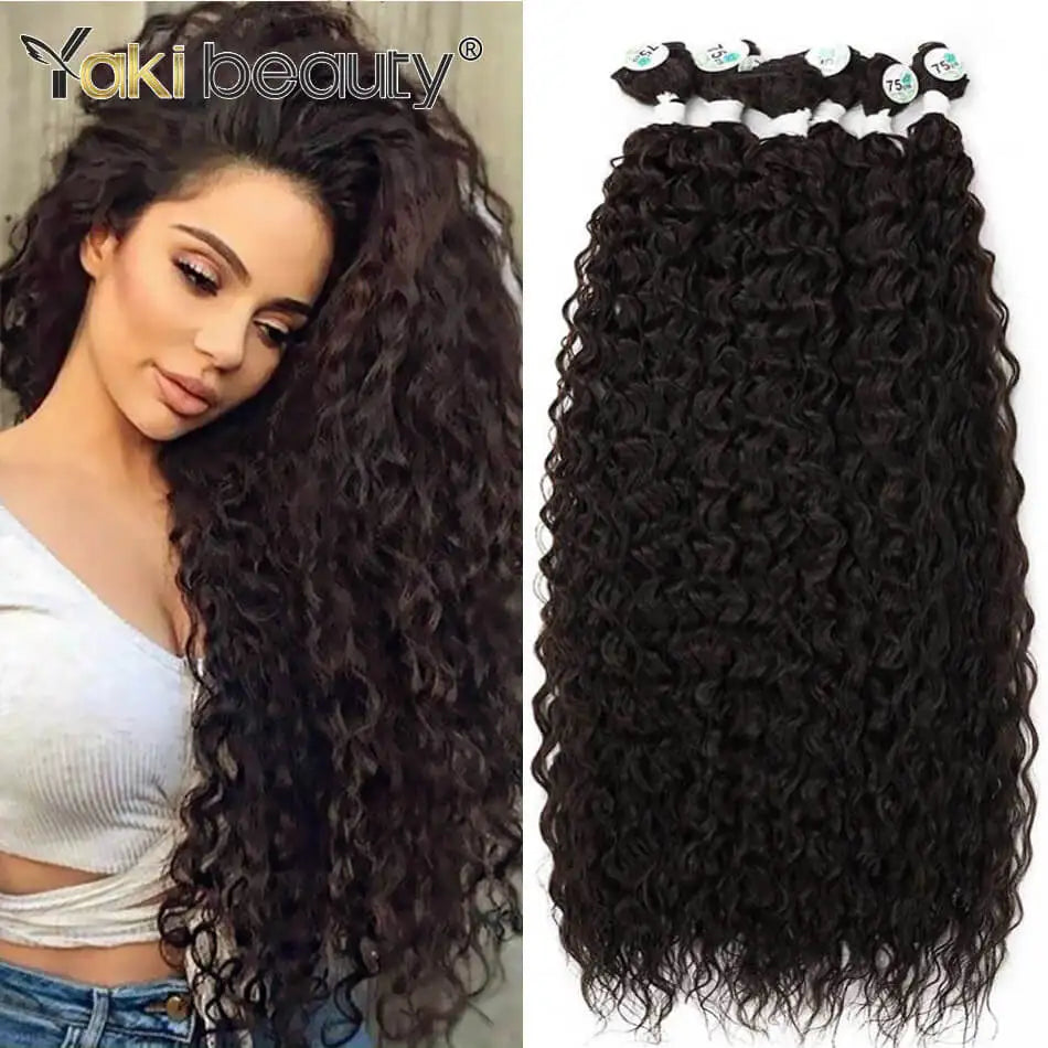 Synthetic Water Wave Hair Bundles | 28–32 Inch Curly Extensions