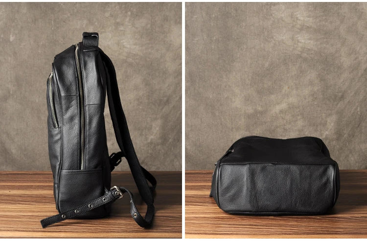 High-Quality Genuine Cow Leather Backpack | Fashion Urban Rucksack & Student School Bag | Large 35L Capacity Travel Knapsack with 15-inch Laptop Compartment Luxegan