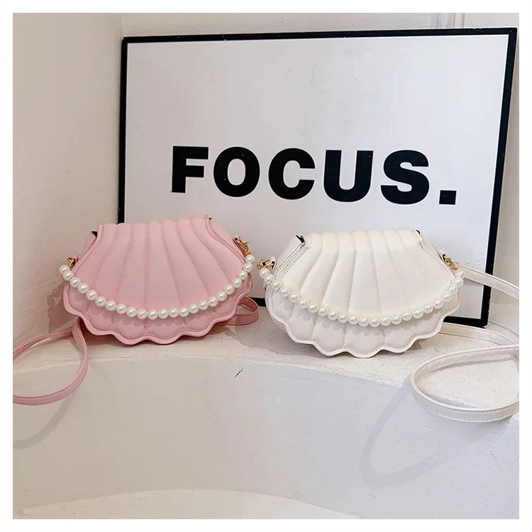 Minimalist Shell Shoulder Bag | Sophisticated "Pearl Decorated" Silhouette | High-End TPU Leather Handbag | "Dignified" High-Performance Cute Crossbody for Radiant Versatile Styling Luxegan