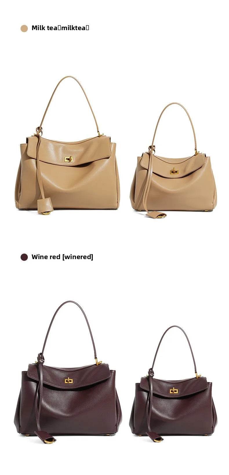 New Rodeobag Leather Kelly Bag | Fashion High Sense Large Capacity Tote with Advanced Lock Luxegan