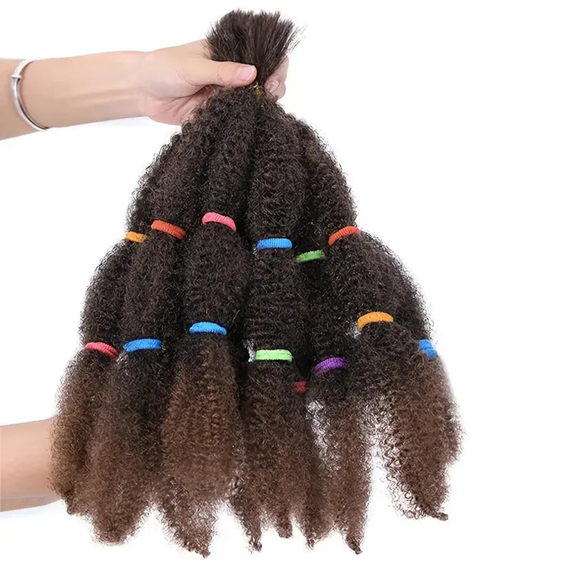 12 Inch Pre-Fluffied Afro Kinky Twist Braiding Hair | Synthetic Bulk Hair Extensions Ombre Colors - view 14