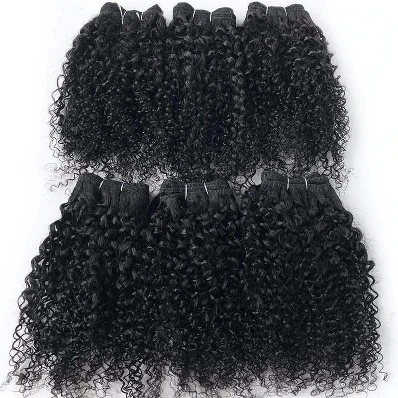 Brazilian Remy Jerry Curl Human Hair Bundles – 6 Bundles 190g | Double Drawn | 5 Ombre Colors | 8–12 Inch
