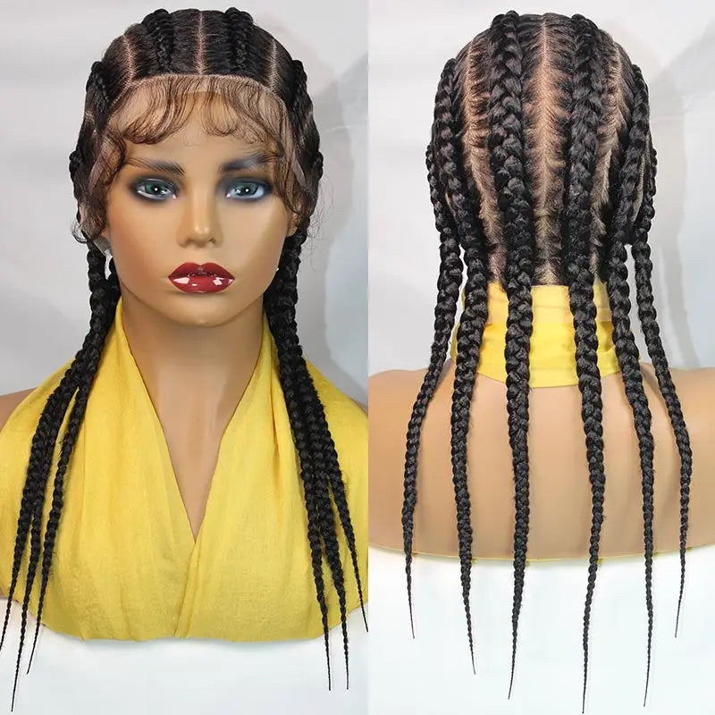 20-36 Inch Jumbo Box Cornrow Faux Locs Wig | Full Lace