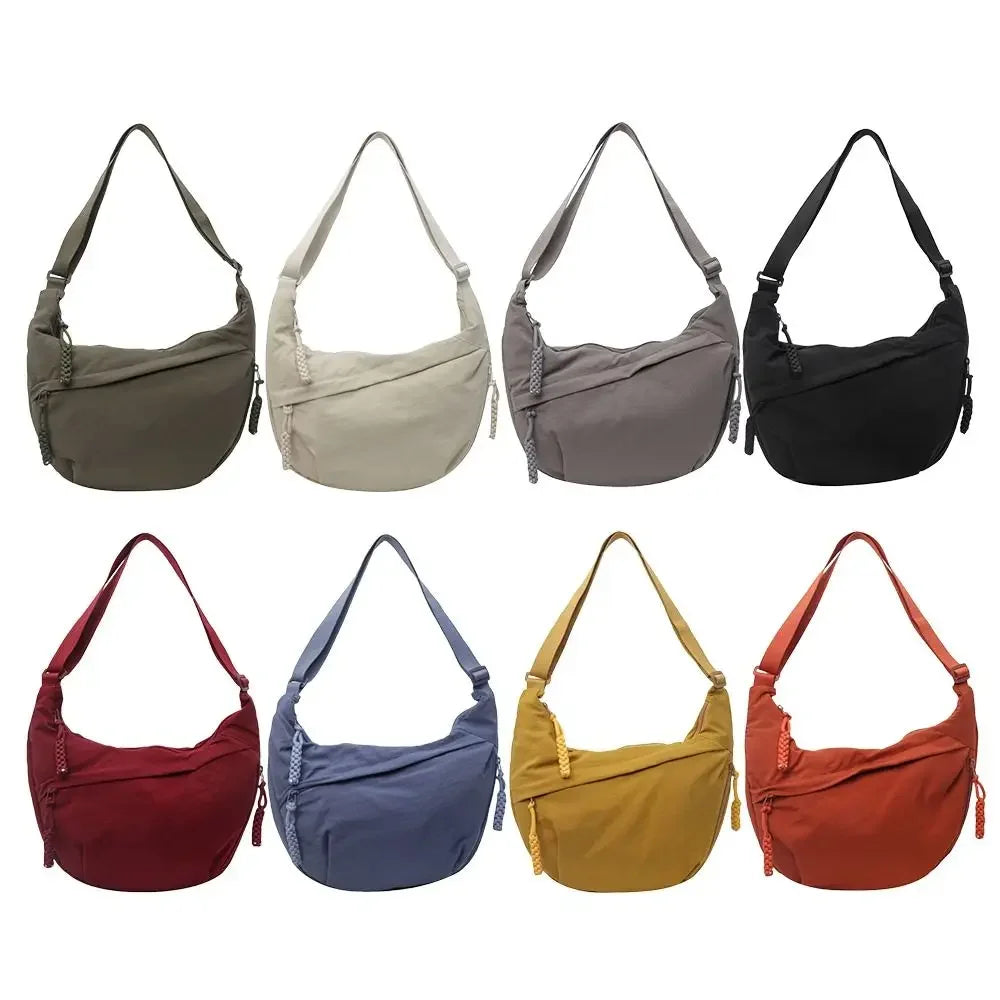 Canvas Solid Casual Tote | Soft Korean Simplified Large Capacity Dumpling Bag Luxegan