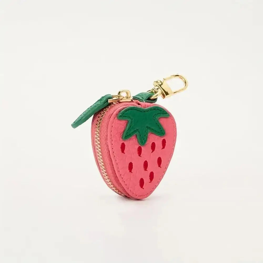 Polyester Cherry/Strawberry Coin Purse | Cute Fruit Shape Keychain Earphone Bag Luxegan