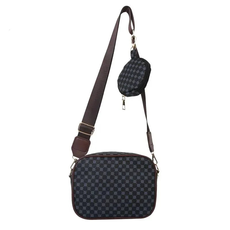 PU Leather Plaid Casual Tote | Moderate Hardness Vintage Handle Crossbody Bag Luxegan