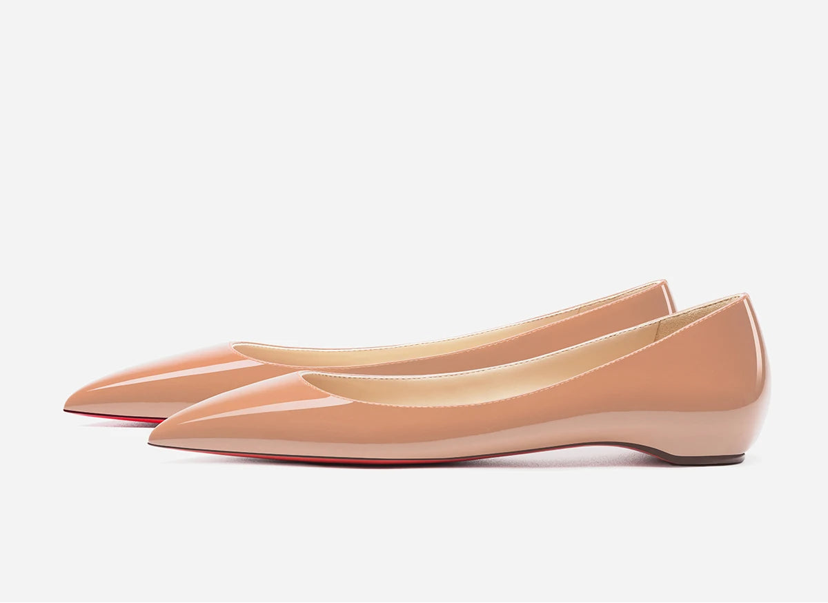 New Style Pointed Red-Sole Flats | Sophisticated "Inner Heightening" Wedge Pumps | Elegant "Handmade Patent Leather" Silhouette | "Dignified" Shallow Mouth Low Heels for Radiant Versatile Casual Styling Luxegan