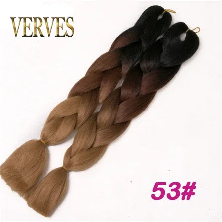 Synthetic Jumbo Braid Kanekalon Braiding Hair 24in | Ombre & Solid Colors | 100g