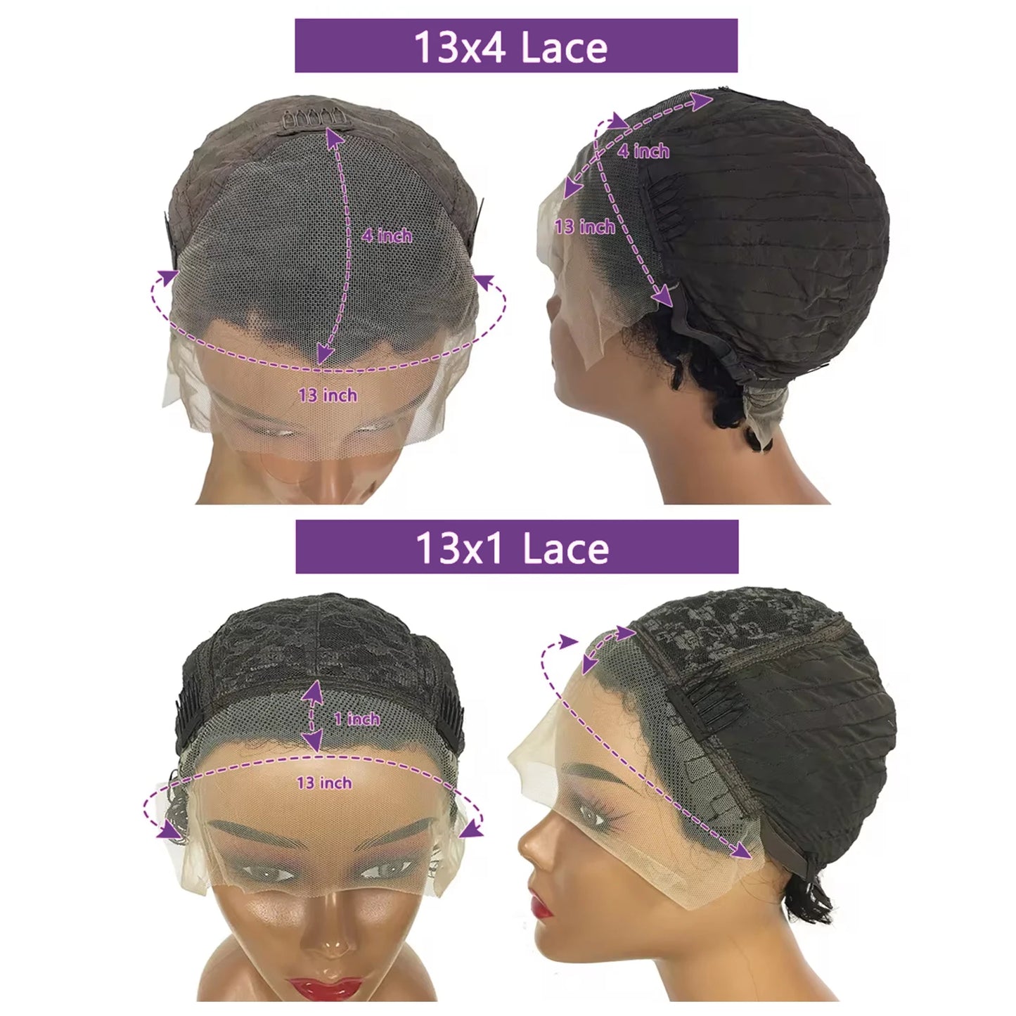 Short Curly Pixie Cut Wig - 13x4 & 13x1 Transparent Lace Frontal Human Hair Wig - Glueless Brazilian Remy Curly Short Bob Wig for Black Women (4-16 Inches, #1B Natural Color) Luxegan
