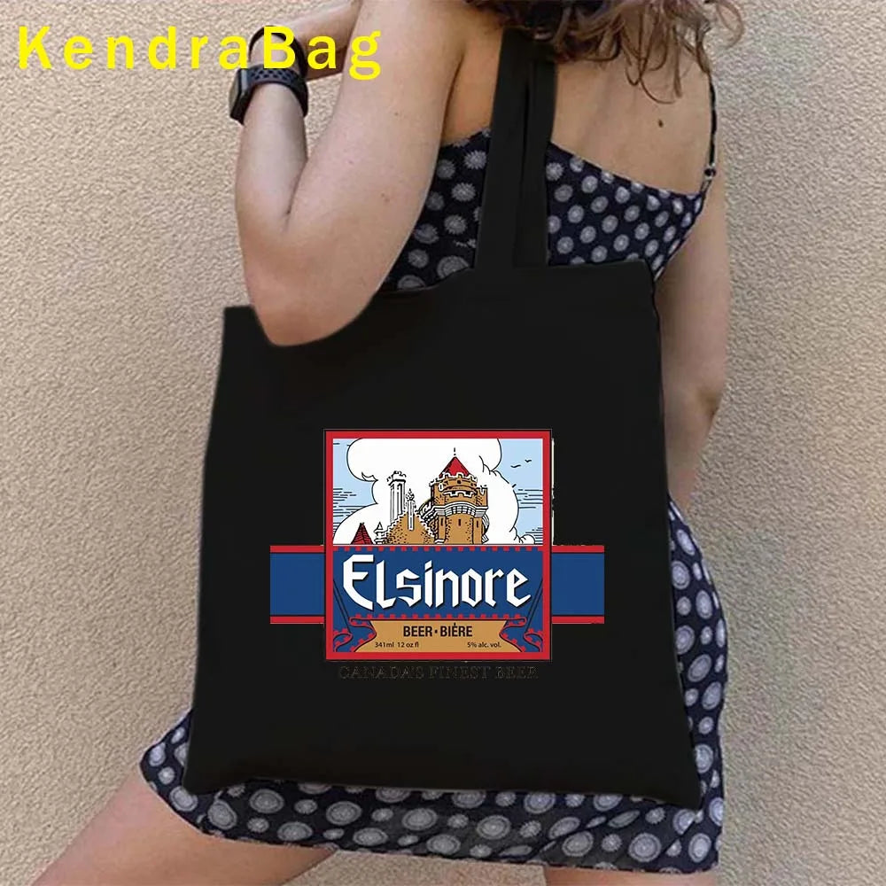 Canadian City Landscape Cotton Canvas Tote Bag | Happy Canada Day Tourist Gift | Reusable Eco-Friendly Shoulder Handbag (Women) Luxegan