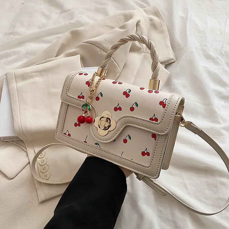 Sweet Cherry Small Square Crossbody | Luxury Chain Designer Handbag Luxegan