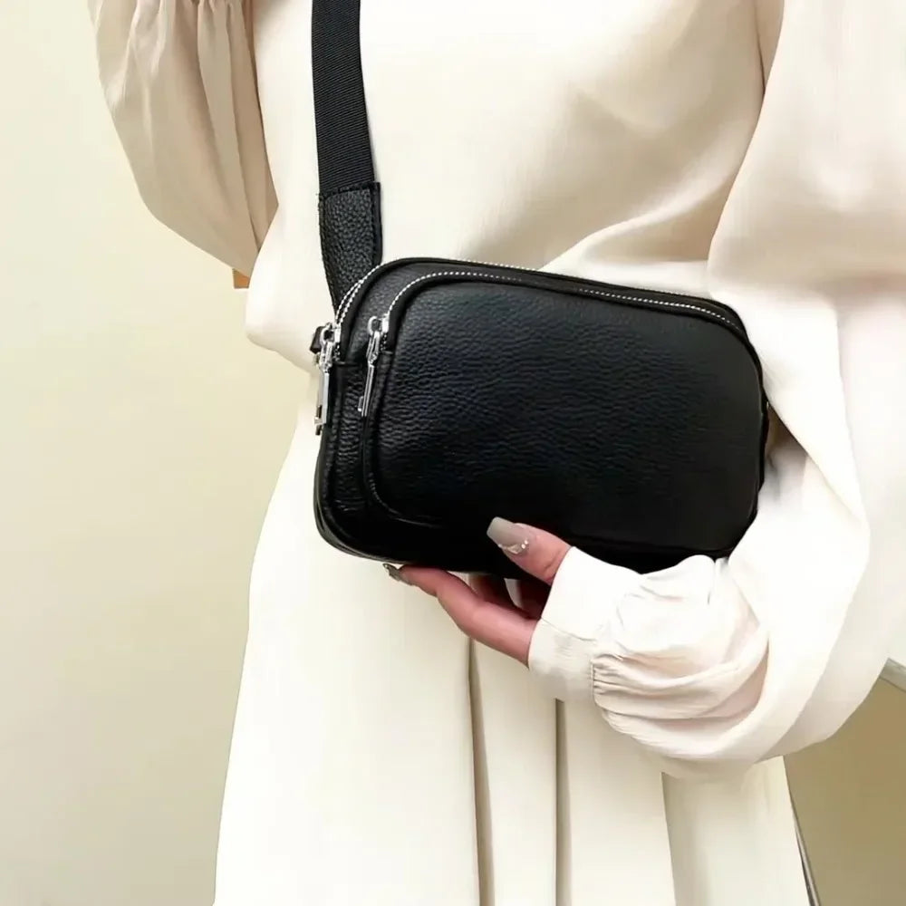 100% Genuine Leather Shoulder Bag | Sophisticated First Layer Cowhide Rectangle Bag | Elegant Luxury Designer Handbag | "Dignified" Soft Cow Leather Messenger for Daily Matching Luxegan