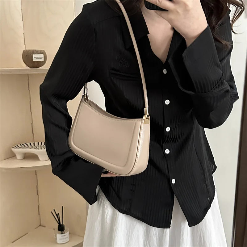 New Trendy Fashion Retro Solid Color Texture Underarm Bag | Popular Casual Simple Women's Small Square Handbag (Bolsos De Señora) Luxegan