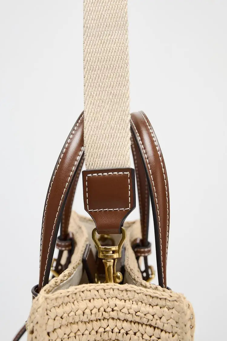 Soft Woven Paper Straw Tote | Small Fashion Crossbody Bag Luxegan