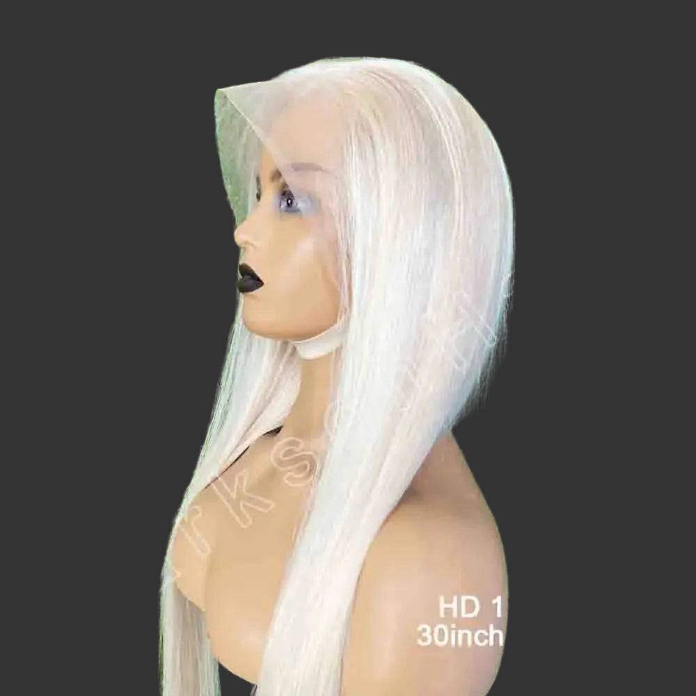 #60 Platinum Ash Blonde Lace Front Wig | 100% Brazilian Human Hair Glueless Wig | 13x4 & 13x6 HD Transparent Swiss Lace Frontal Body Wave Gown for Women Luxegan