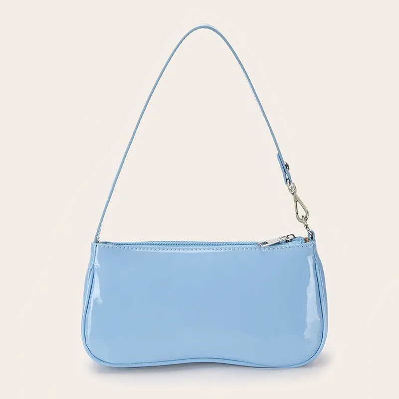 Retro Solid Color PU Leather Shoulder Bag | Fashionable Women's Casual Designer Hobo Underarm Handbag (Baguette Shape, All Seasons) Luxegan