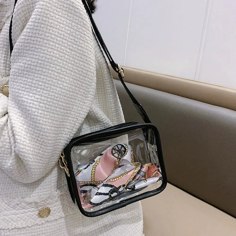 Fashion Transparent PVC Jelly Handbag | Solid Color Shoulder Messenger Crossbody Bag for Women & Girls (Ribbons Excluded) Luxegan
