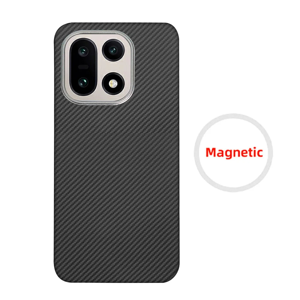 Para funda de teléfono OnePlus 15 de fibra de aramida Kevlar, carcasa dura de fibra de carbono ultradelgada y ligera, cubierta protectora magnética para negocios
