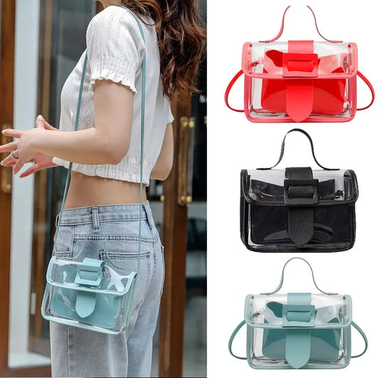 Women's Transparent Square Sling Bag | Cool PVC Shoulder & Messenger Bag Luxegan