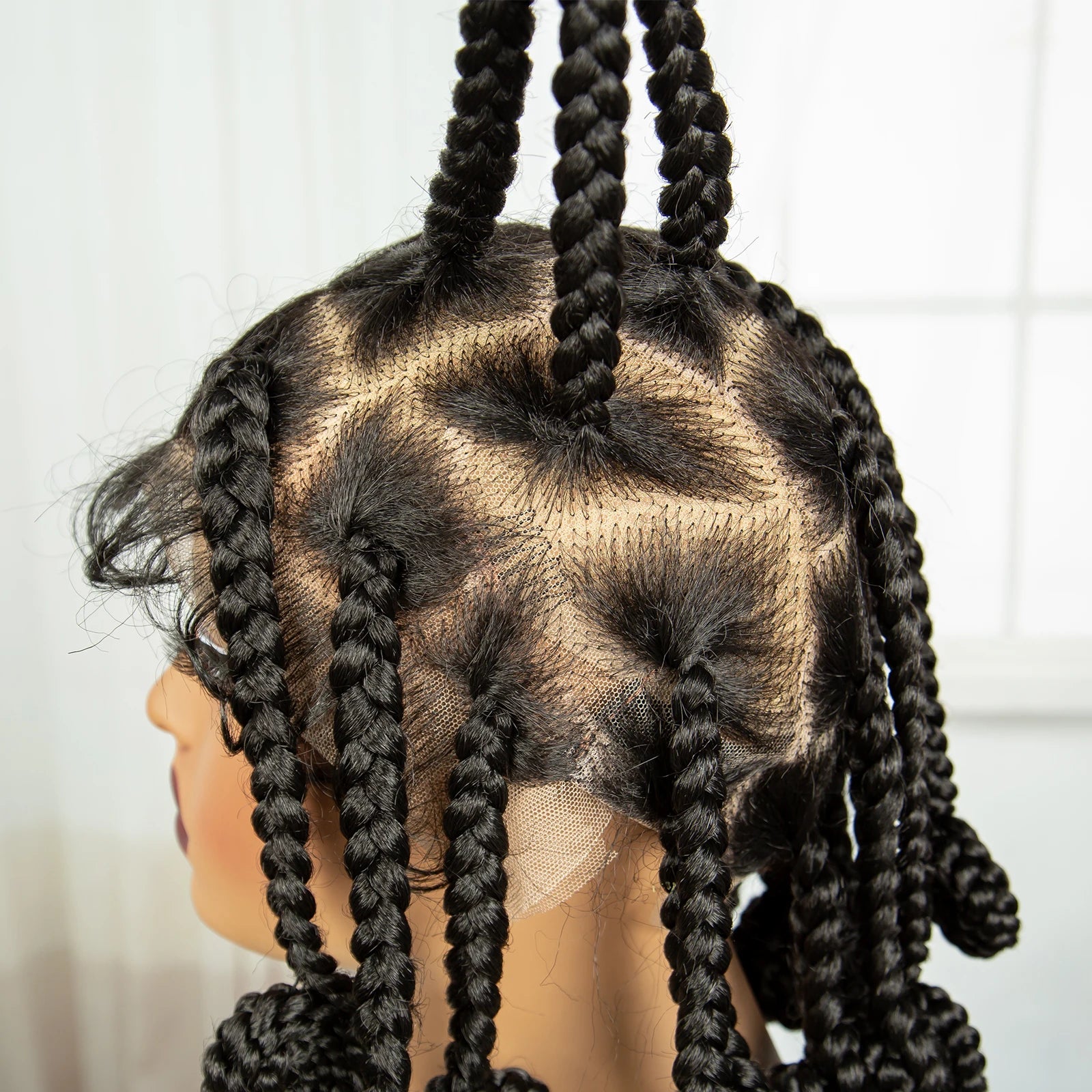 Handmade Bantu Knotless Braids Wig | Full Lace Frontal | Baby Hair Luxegan