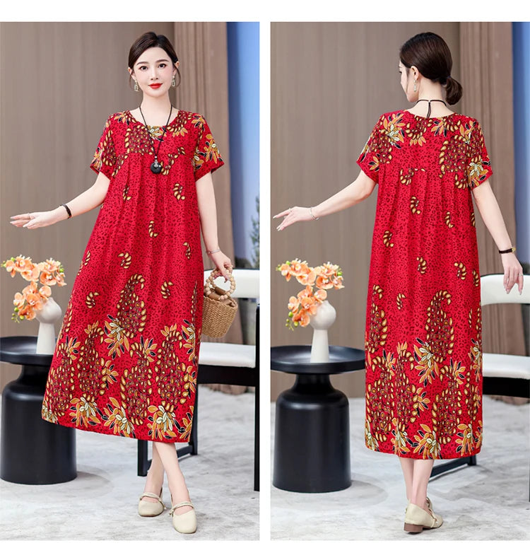 New 2025 Women Dress Female Casual short Sleeve cotton Dresses loose solid Vintage Sweet Clothing Vestidos  vestido verano