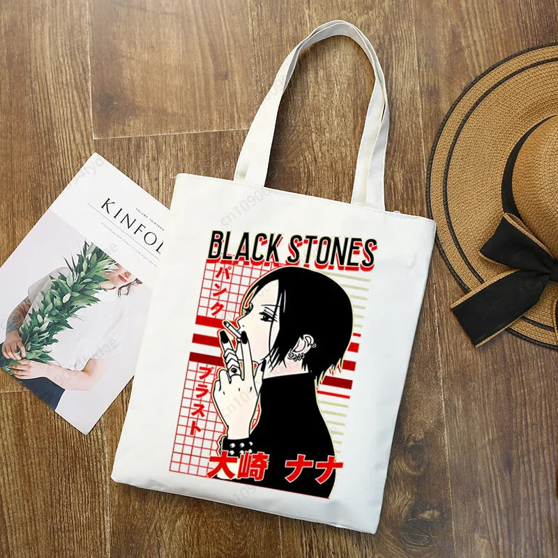Nana Osaki BLAST Anime Manga Printed Canvas Tote Bag | Custom Reusable Cloth Handbag Shoulder Bag (Unisex) Luxegan