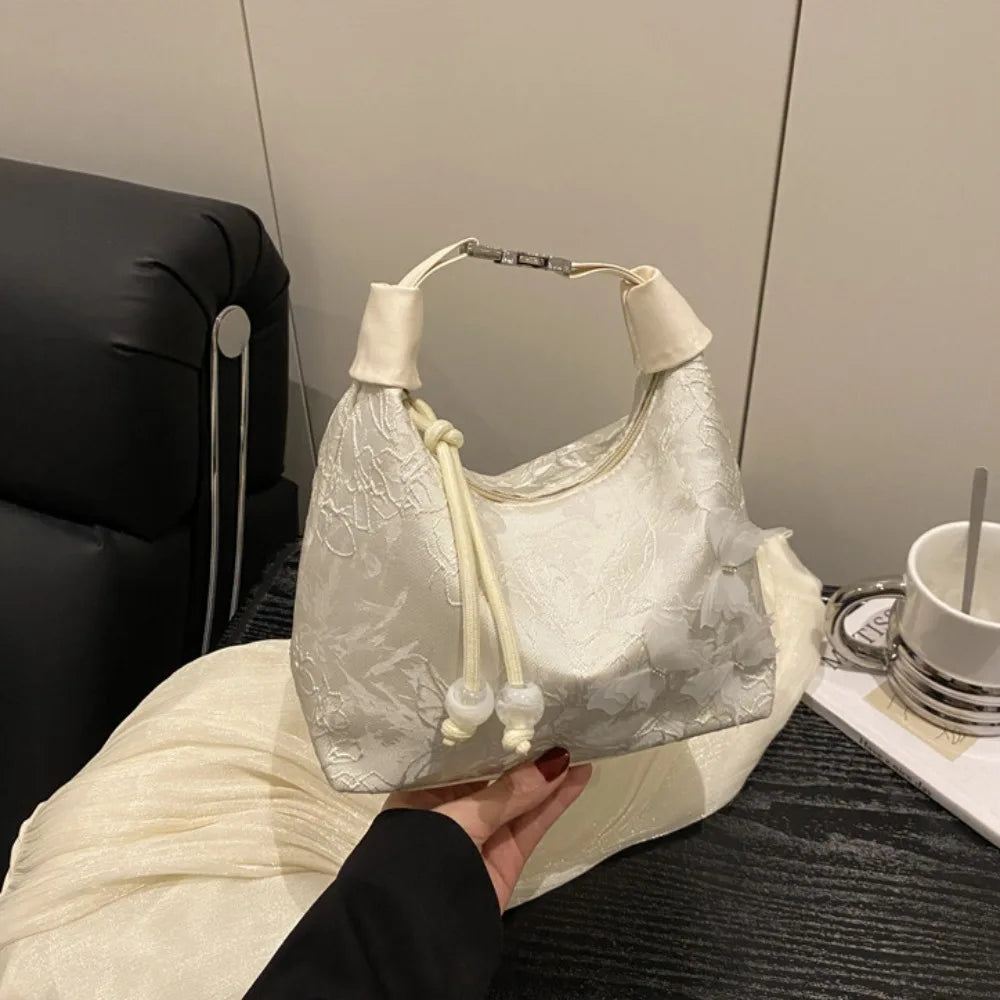 Retro Embroidered New Chinese Style Handbag | Canvas Butterfly Hanfu Shoulder Bag | Elegant Cheongsam Accessory | Vintage Zipper Tote for Weddings and Formal Events Luxegan